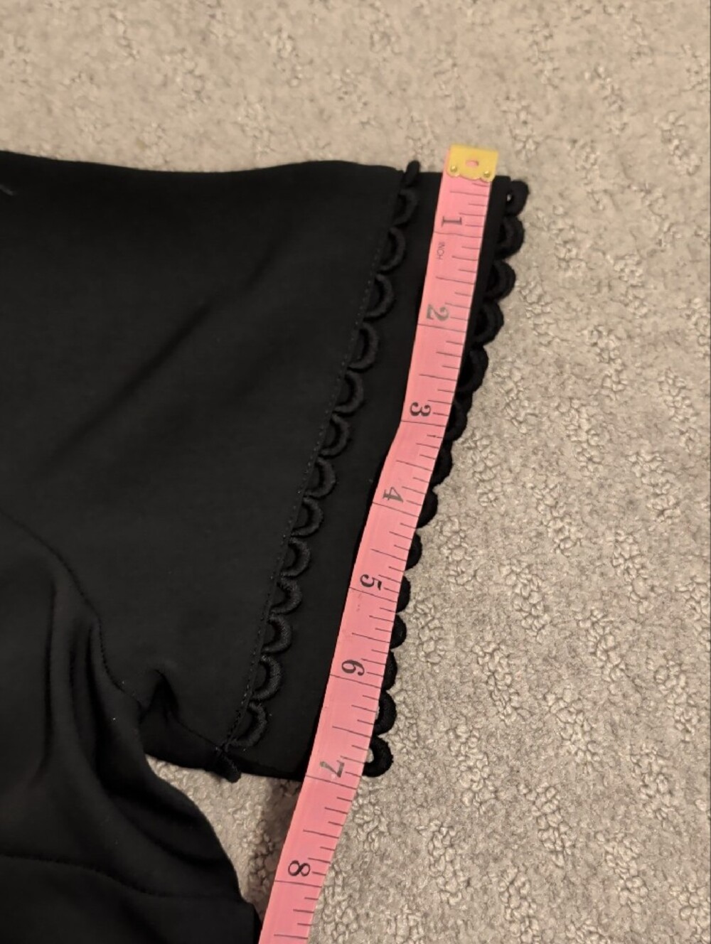Ann Taylor Black Mini Shift Dress with Scalloped Sleeve Trim - Picture 5 of 13